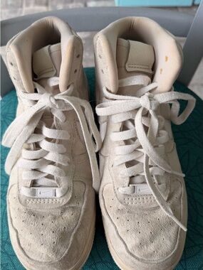 Nike Air Off-White/Tan Suede High-Top Sneakers